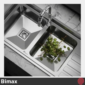 سینک ظرفشویی بیمکث مدل Bimax 4404-52 | دو لگنه فانتزی توکار