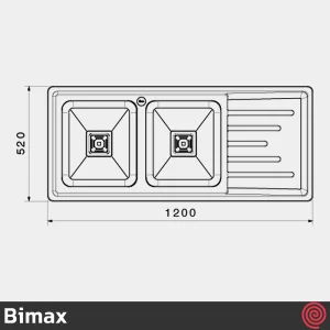 سینک ظرفشویی بیمکث مدل Bimax 4404-52 | دو لگنه فانتزی توکار
