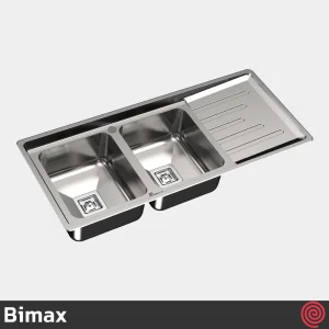 سینک ظرفشویی بیمکث مدل Bimax 4404-52 | دو لگنه فانتزی توکار