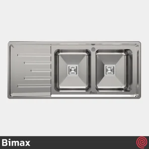 سینک ظرفشویی بیمکث مدل Bimax 4404-52 | دو لگنه فانتزی توکار