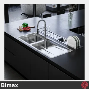 سینک ظرفشویی بیمکث مدل Bimax 4406-52 | دو لگنه فانتزی توکار