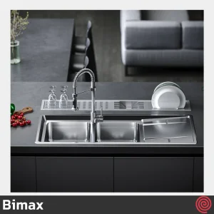 سینک ظرفشویی بیمکث مدل Bimax 4406-52 | دو لگنه فانتزی توکار