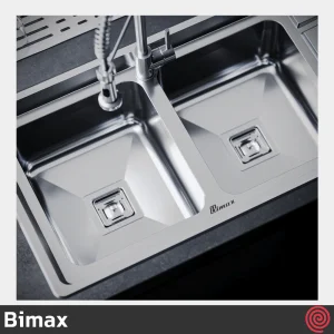 سینک ظرفشویی بیمکث مدل Bimax 4406-52 | دو لگنه فانتزی توکار