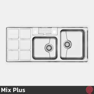 سینک ظرفشویی میکس پلاس مدل Mix Plus 8031-P45-52 | دو لگنه فانتزی توکار