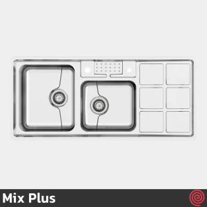 سینک ظرفشویی میکس پلاس مدل Mix Plus 8031-P45-52 | دو لگنه فانتزی توکار