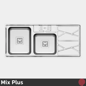 سینک ظرفشویی میکس پلاس مدل Mix Plus 8041-S45-52 | دو لگنه فانتزی توکار