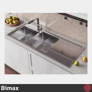 سینک ظرفشویی بیمکث مدل Bimax 740-50 | دو لگنه فانتزی باکسی توکار
