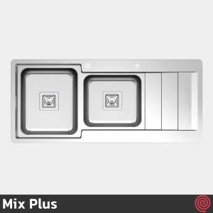 سینک ظرفشویی میکس پلاس مدل Mix Plus 8061-S45-52 | دو لگنه فانتزی توکار