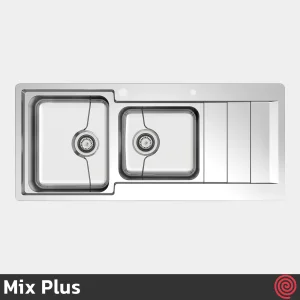 سینک ظرفشویی میکس پلاس مدل Mix Plus 8061-P45-52 | دو لگنه فانتزی توکار