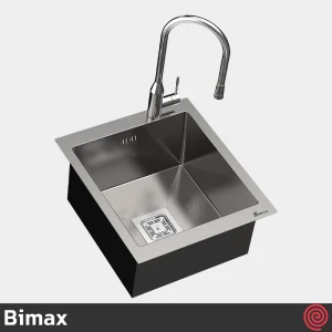 سینک ظرفشویی بیمکث مدل Bimax 720-44 | تک لگنه فلاش مونت باکسی توکار
