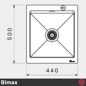 سینک ظرفشویی بیمکث مدل Bimax 720-44 | تک لگنه فلاش مونت باکسی توکار