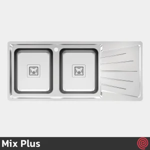 سینک ظرفشویی میکس پلاس مدل Mix Plus 8082-S45-52 | دو لگنه فانتزی توکار