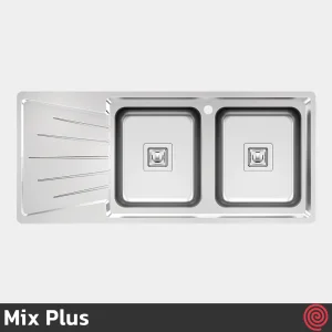 سینک ظرفشویی میکس پلاس مدل Mix Plus 8082-S45-52 | دو لگنه فانتزی توکار