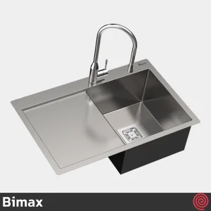 سینک ظرفشویی بیمکث مدل Bimax 721-50 | تک لگنه فلاش مونت باکسی توکار