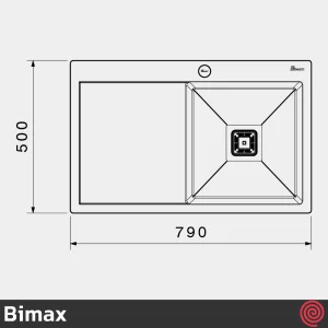 سینک ظرفشویی بیمکث مدل Bimax 721-50 | تک لگنه فلاش مونت باکسی توکار
