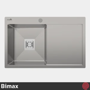 سینک ظرفشویی بیمکث مدل Bimax 721-50 | تک لگنه فلاش مونت باکسی توکار