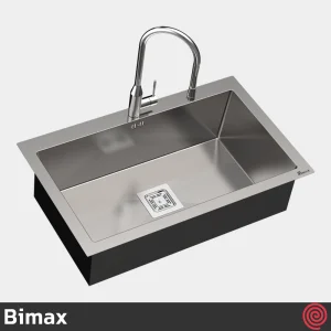 سینک ظرفشویی بیمکث مدل Bimax 724-50 | تک لگنه فلاش مونت باکسی توکار
