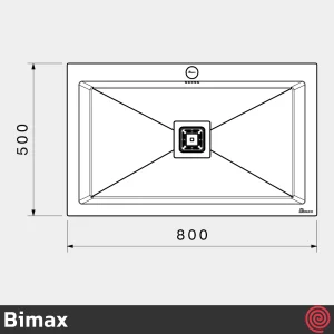 سینک ظرفشویی بیمکث مدل Bimax 724-50 | تک لگنه فلاش مونت باکسی توکار