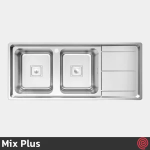سینک ظرفشویی میکس پلاس مدل Mix Plus 8092-S45-50 | دو لگنه فانتزی توکار
