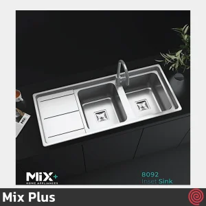 سینک ظرفشویی میکس پلاس مدل Mix Plus 8082-P45-52 | دو لگنه فانتزی توکار