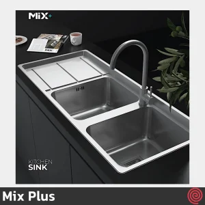 سینک ظرفشویی میکس پلاس مدل Mix Plus 8082-P45-52 | دو لگنه فانتزی توکار