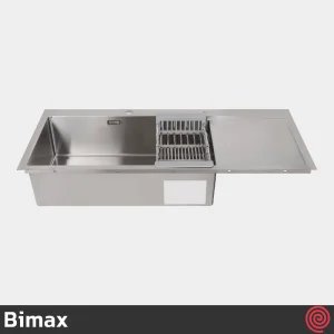 سینک ظرفشویی بیمکث مدل Bimax 4102-50 | تک لگنه فلاش مونت باکسی توکار