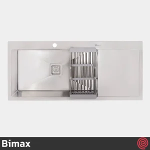 سینک ظرفشویی بیمکث مدل Bimax 4102-50 | تک لگنه فلاش مونت باکسی توکار