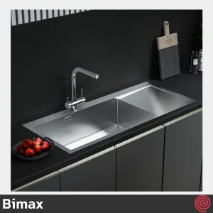 سینک ظرفشویی بیمکث مدل Bimax 4102-50 | تک لگنه فلاش مونت باکسی توکار