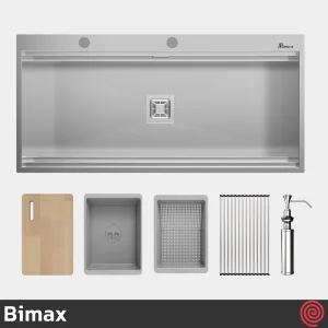 سینک ظرفشویی بیمکث مدل Bimax 774-V2-50 | تک لگنه فلاش مونت باکسی توکار