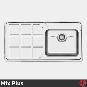 سینک ظرفشویی میکس پلاس مدل Mix Plus 7032-P45-50 | تک لگنه فانتزی توکار