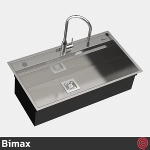 سینک ظرفشویی بیمکث مدل Bimax 4702-V2-50 | تک لگنه فلاش مونت باکسی توکار