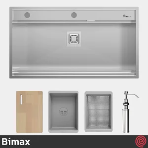 سینک ظرفشویی بیمکث مدل Bimax 4702-V3-50 | تک لگنه فلاش مونت باکسی توکار
