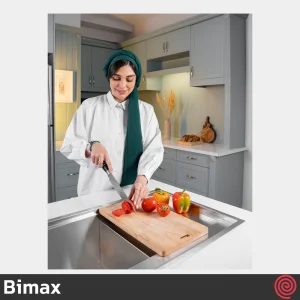 سینک ظرفشویی بیمکث مدل Bimax 4704A-50 | دو لگنه فلاش مونت باکسی توکار