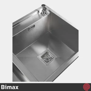سینک ظرفشویی بیمکث مدل Bimax 4704A-50 | دو لگنه فلاش مونت باکسی توکار