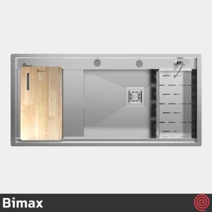 سینک ظرفشویی بیمکث مدل Bimax 4710-50 | دو لگنه فلاش مونت باکسی توکار