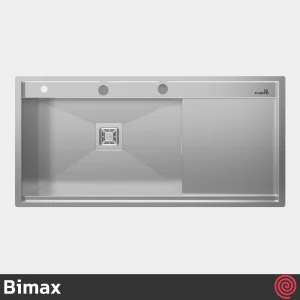 سینک ظرفشویی بیمکث مدل Bimax 4710-50 | دو لگنه فلاش مونت باکسی توکار