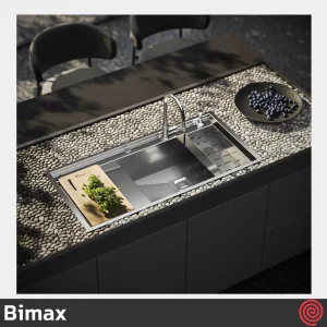 سینک ظرفشویی بیمکث مدل Bimax 4710-50 | دو لگنه فلاش مونت باکسی توکار