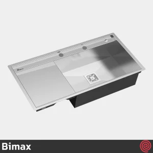 سینک ظرفشویی بیمکث مدل Bimax 4710-50 | دو لگنه فلاش مونت باکسی توکار
