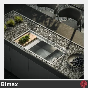 سینک ظرفشویی بیمکث مدل Bimax 4710-50 | دو لگنه فلاش مونت باکسی توکار