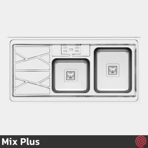 سینک ظرفشویی میکس پلاس مدل Mix Plus 9041-S45-60 | دو لگنه فانتزی روکار