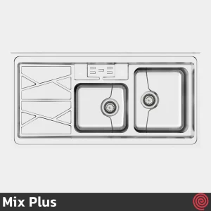 سینک ظرفشویی میکس پلاس مدل Mix Plus 9041-P45-60 | دو لگنه فانتزی روکار