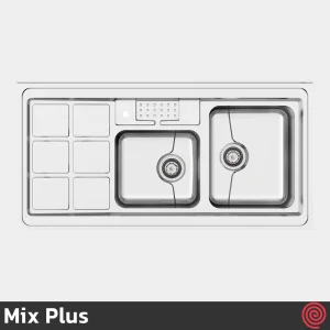 سینک ظرفشویی میکس پلاس مدل Mix Plus 9031-P45-60 | دو لگنه فانتزی روکار