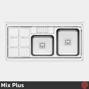سینک ظرفشویی میکس پلاس مدل Mix Plus 9031-S45-60 | دو لگنه فانتزی روکار