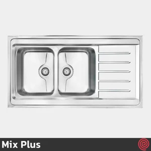 سینک ظرفشویی میکس پلاس مدل Mix Plus 9072-P-60 | دو لگنه فانتزی روکار