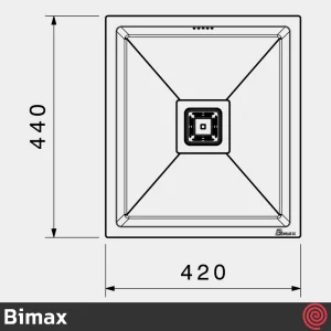 سینک ظرفشویی بیمکث مدل Bimax 726-44 | تک لگنه زیرکابینتی باکسی توکار