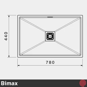 سینک ظرفشویی بیمکث مدل Bimax 727-44 | تک لگنه زیرکابینتی باکسی توکار