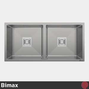 سینک ظرفشویی بیمکث مدل Bimax 725-44 | دو لگنه زیرکابینتی باکسی توکار