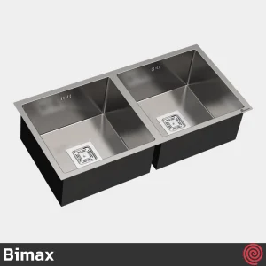 سینک ظرفشویی بیمکث مدل Bimax 725-44 | دو لگنه زیرکابینتی باکسی توکار