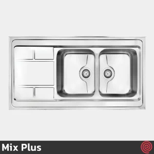 سینک ظرفشویی میکس پلاس مدل Mix Plus 9052-P-60 | دو لگنه فانتزی روکار