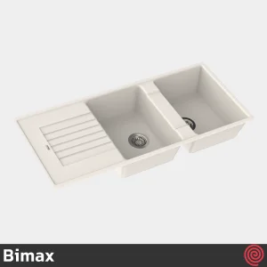 سینک ظرفشویی بیمکث مدل Bimax 4602-49.5 | دو لگنه گرانیتی توکار